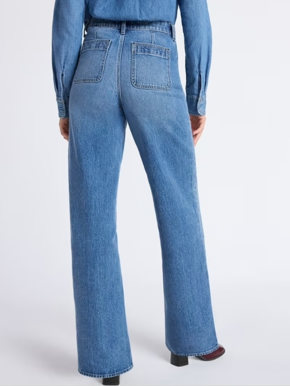 Free Assembly Wide Leg Jeans with Patch Pockets, 12, Blue - Picture 5 of 5